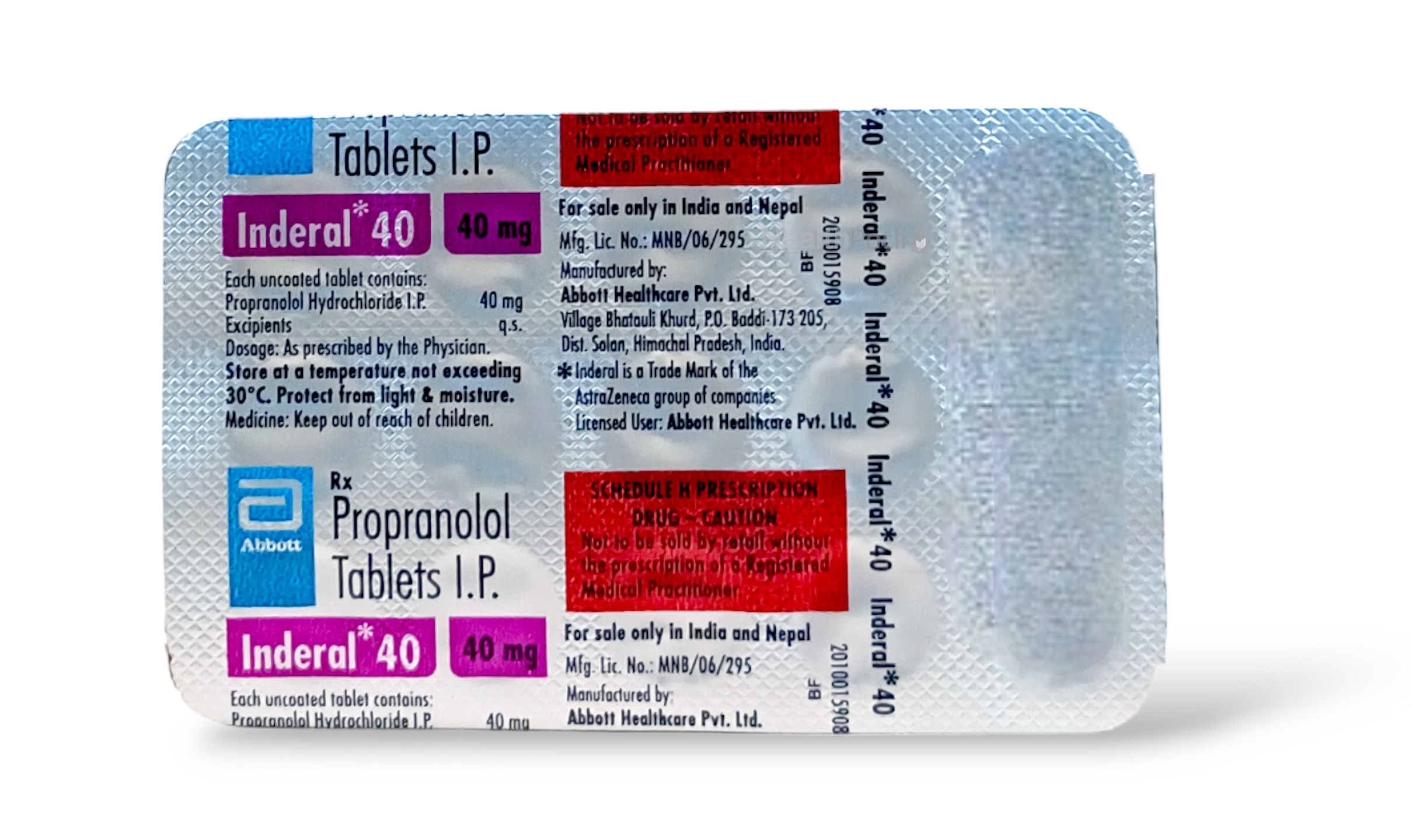 Inderal 40 mg 50 tabs