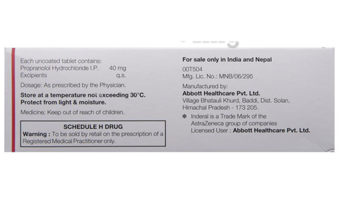 Inderal 40 mg 50 tabletas