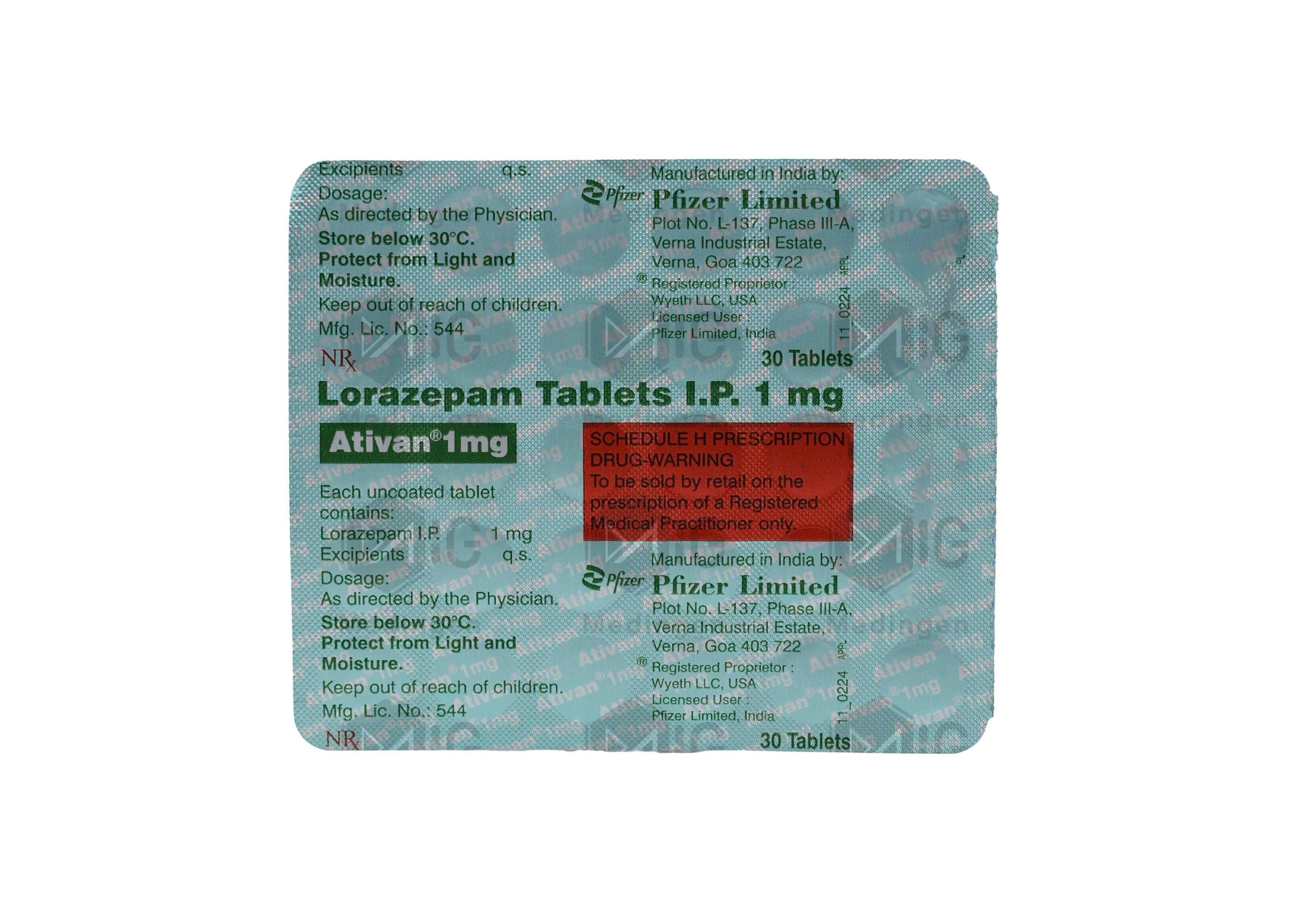 prix lorazepam 1mg