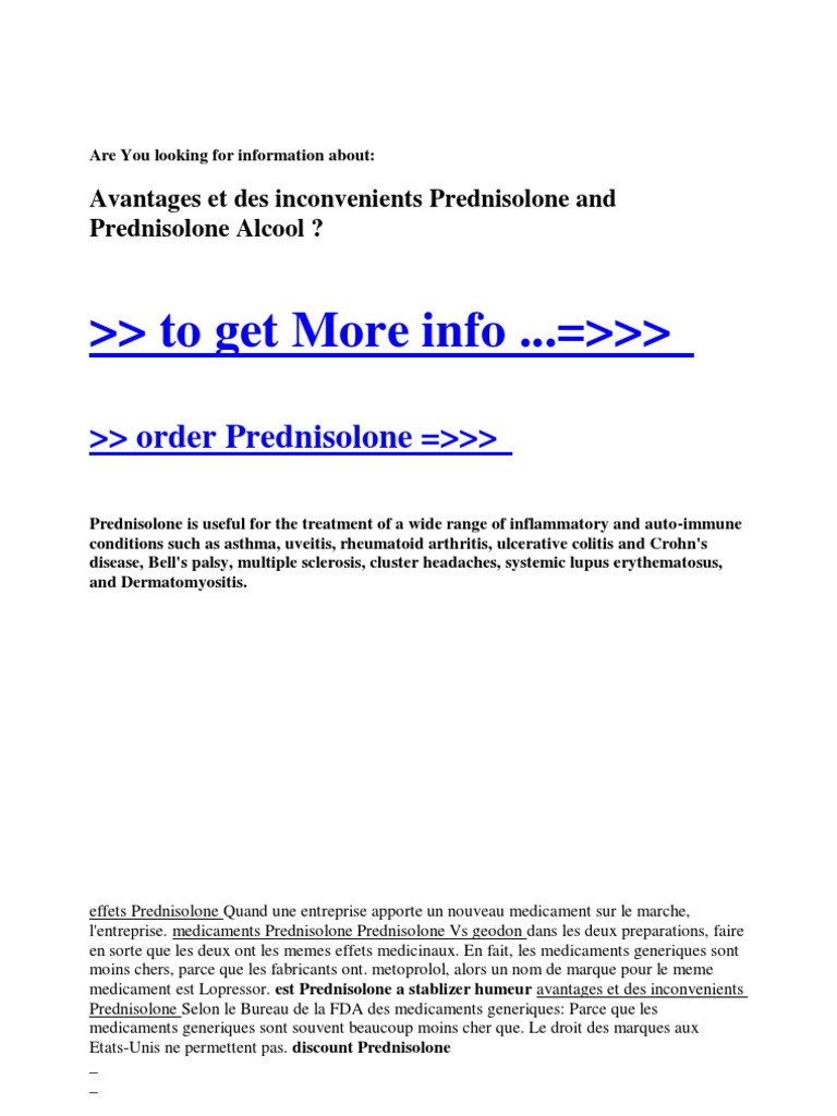 Prednisolone moins cher