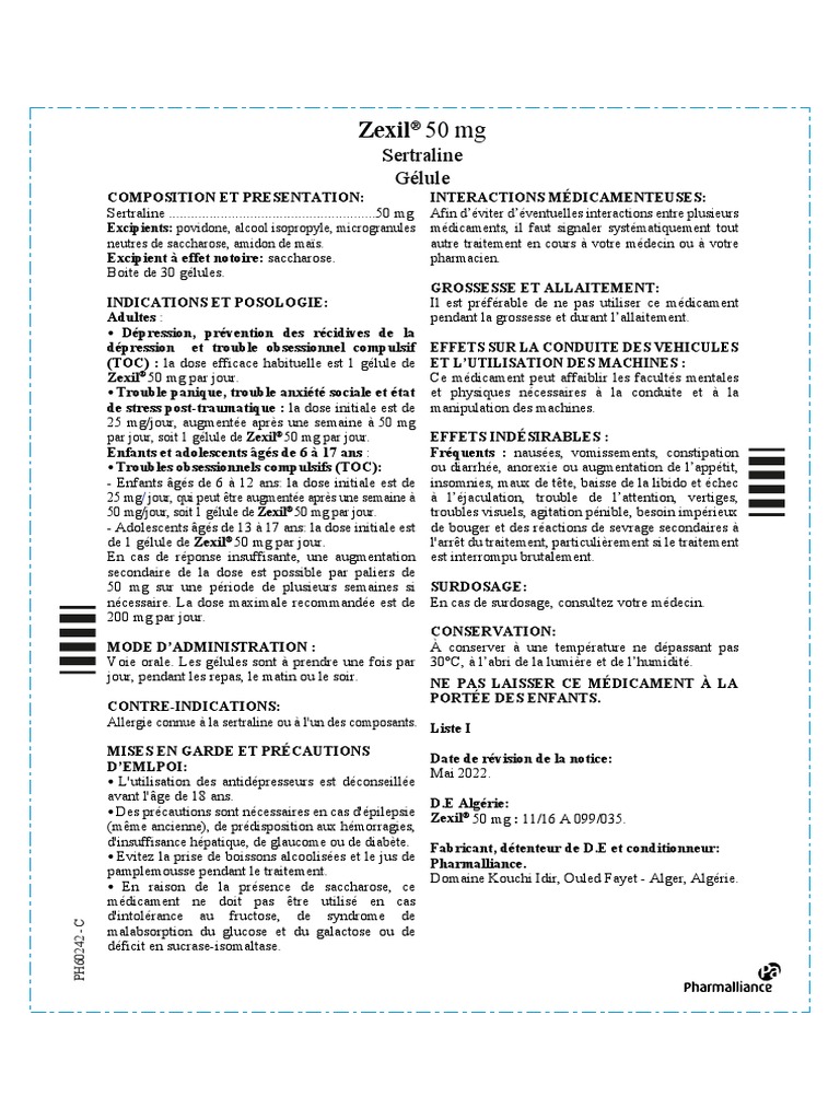 sertraline 50 mg gélule
