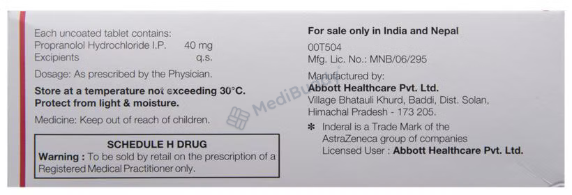 Inderal comprimé 40 mg