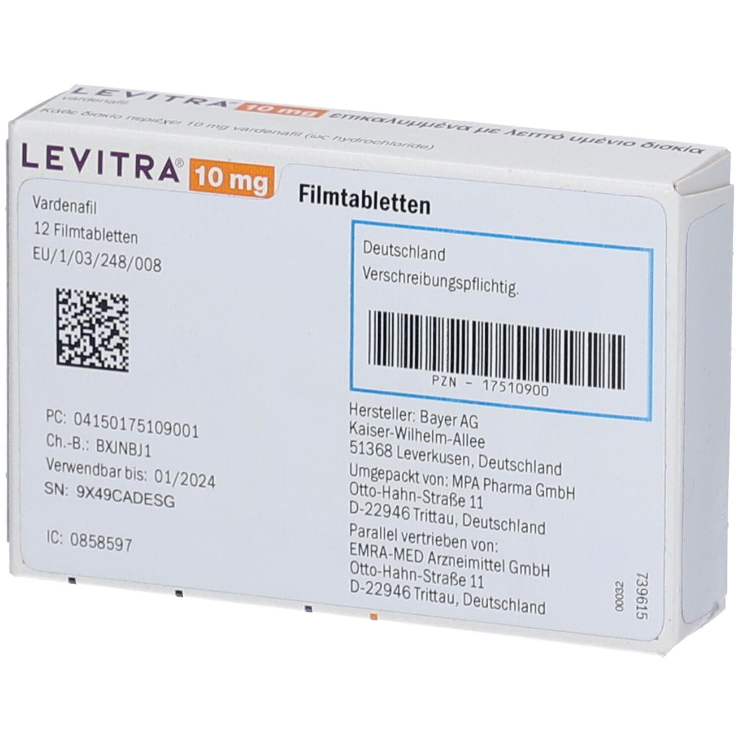 Levitra 10 mg costo