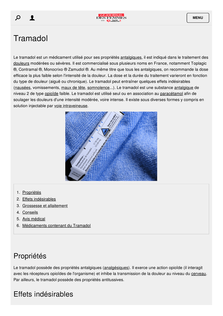 Tramadol ou generique